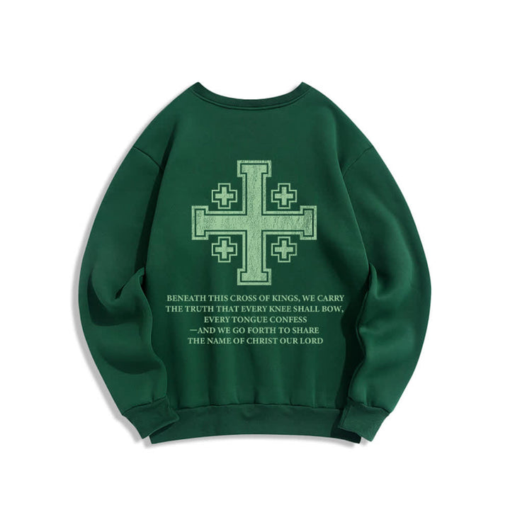 Christianartworkshop Sudadera extragrande de cuello redondo con estampado cruzado en la espalda y efecto desgastado - image 16