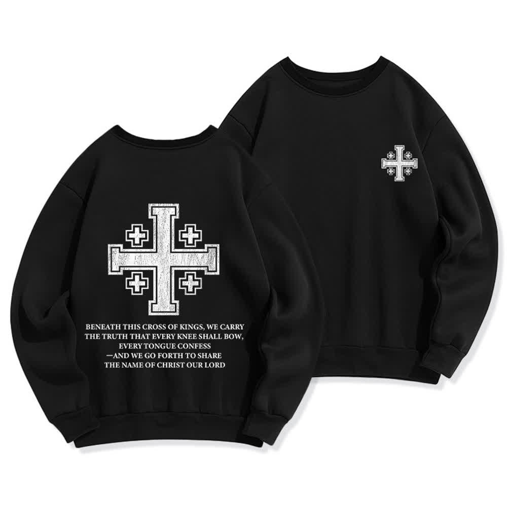 Christianartworkshop Sudadera extragrande de cuello redondo con estampado cruzado en la espalda y efecto desgastado - Negro - 2XL - image 0
