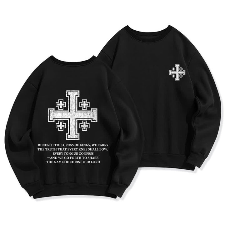 Christianartworkshop Sudadera extragrande de cuello redondo con estampado cruzado en la espalda y efecto desgastado - Negro - 2XL - image 0
