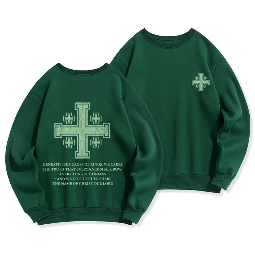Christianartworkshop Sudadera extragrande de cuello redondo con estampado cruzado en la espalda y efecto desgastado - Verde - 2XL - image 15