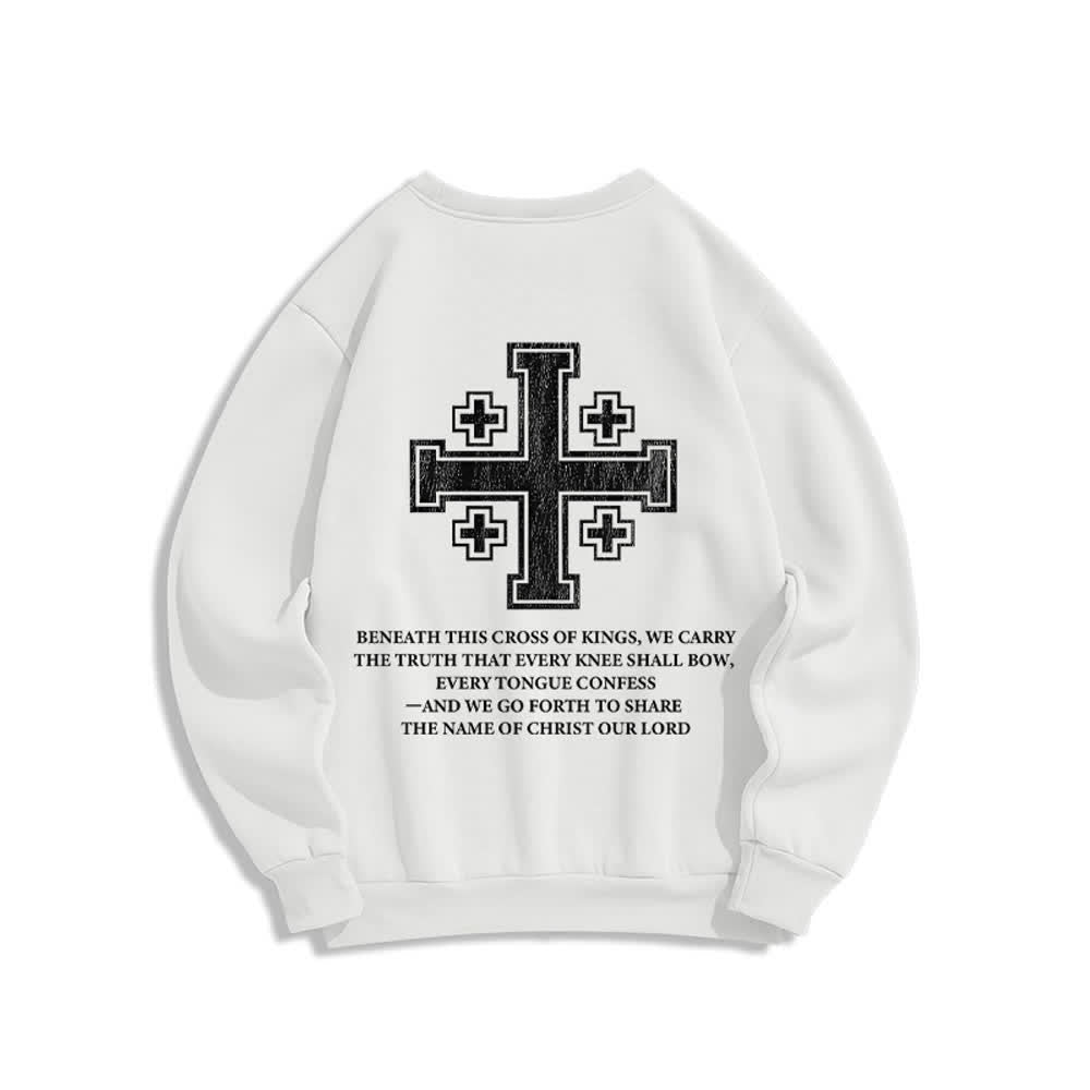 Christianartworkshop Sudadera extragrande de cuello redondo con estampado cruzado en la espalda y efecto desgastado - image 4