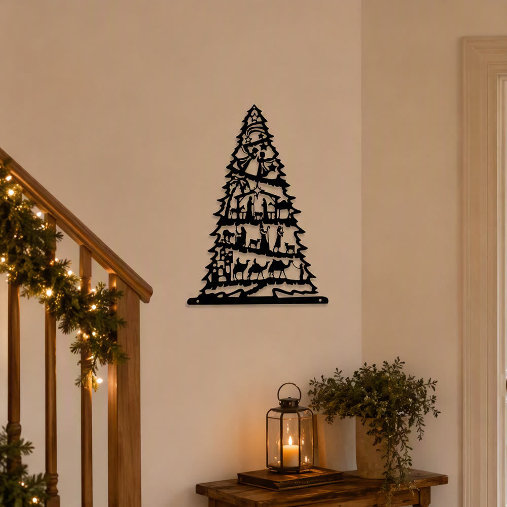 Christianartworkshop Cuadro metálico de pared con escena del Nacimiento y árbol de Navidad: emblema de paz eterna. - image 5