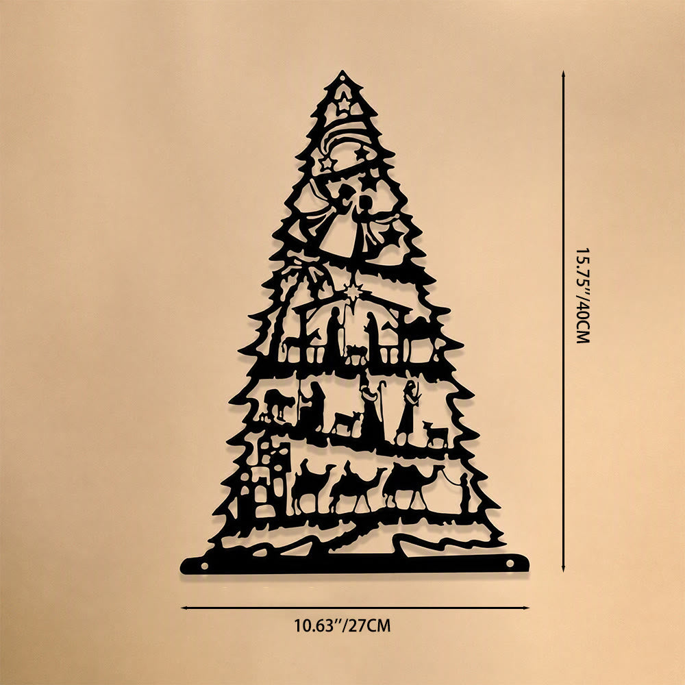 Christianartworkshop Cuadro metálico de pared con escena del Nacimiento y árbol de Navidad: emblema de paz eterna. - 10,63''*15,75''*0,04''/27*40*0,1 cm - image 7