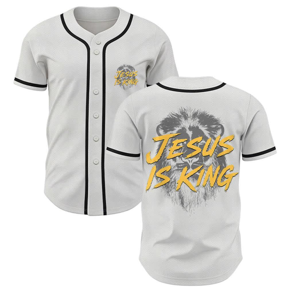 Camiseta de béisbol con gráfico del león "Jesús es rey" de Christianartworkshop - Blanco - 5XL - image 7