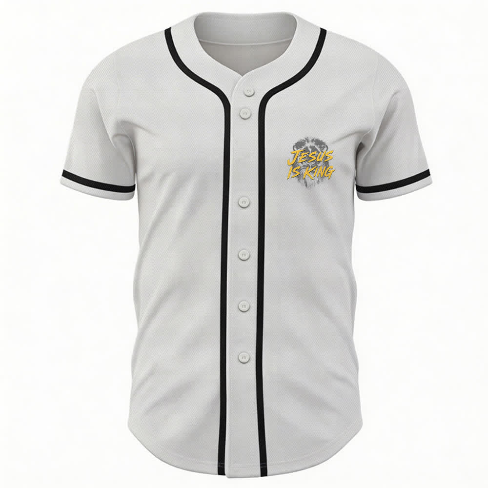 Camiseta de béisbol con gráfico del león "Jesús es rey" de Christianartworkshop - image 9