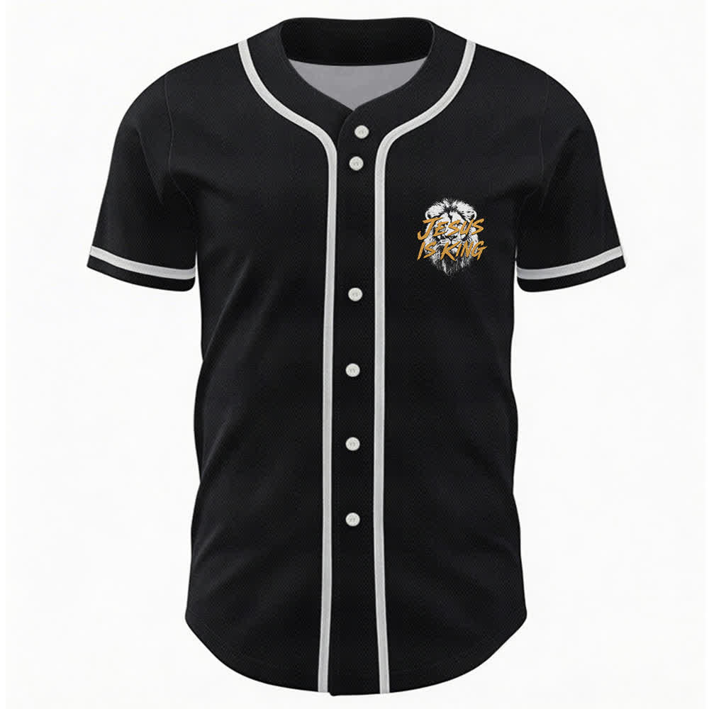 Christianartworkshop Camiseta de béisbol de malla con estampado de león "Jesús es Rey" - image 16