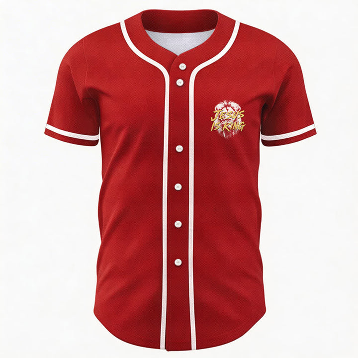Camiseta de béisbol con gráfico del león "Jesús es rey" de Christianartworkshop - image 23