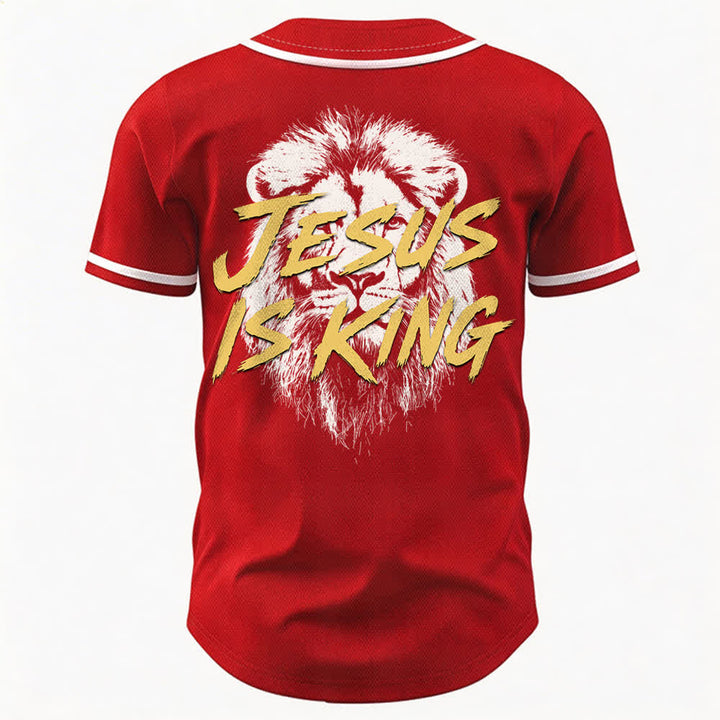 Camiseta de béisbol con gráfico del león "Jesús es rey" de Christianartworkshop - image 22