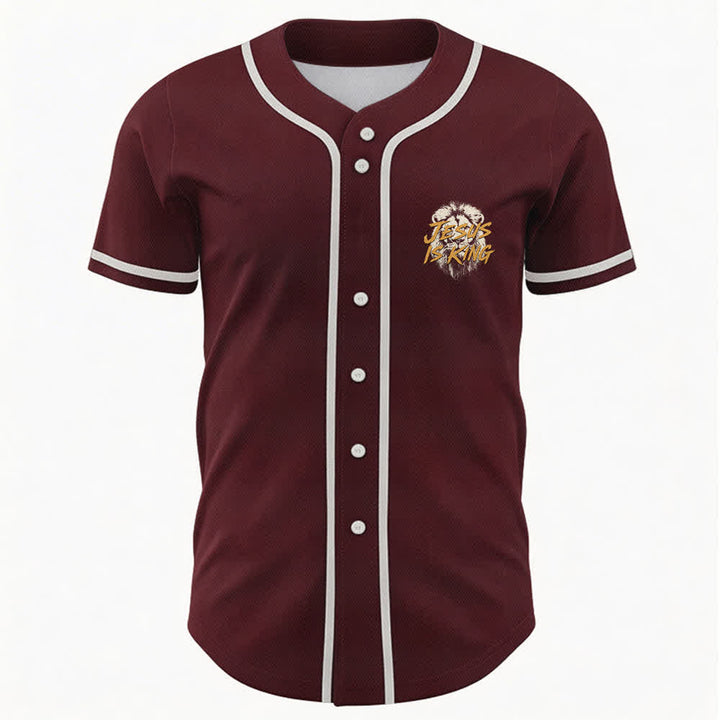 Camiseta de béisbol con gráfico del león "Jesús es rey" de Christianartworkshop - image 30