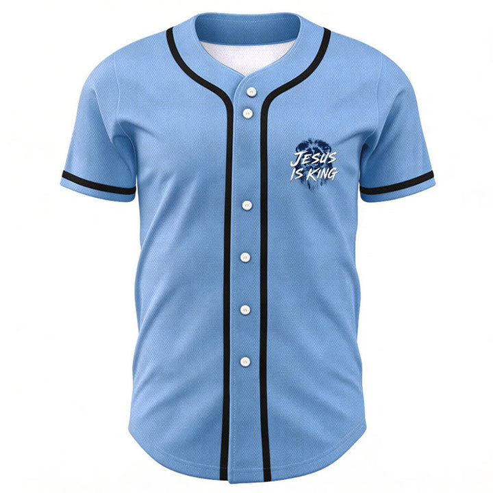 Camiseta de béisbol con gráfico del león "Jesús es rey" de Christianartworkshop - image 37