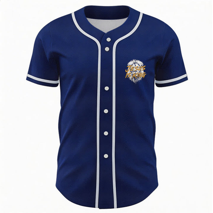 Camiseta de béisbol con gráfico del león "Jesús es rey" de Christianartworkshop - image 2