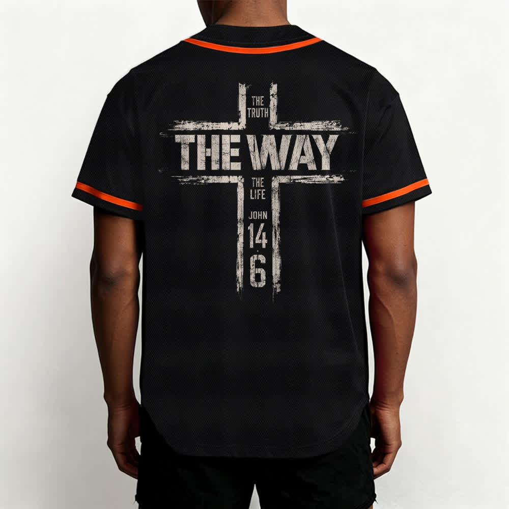 Christianartworkshop Jesús El Camino Estampado a pincel Camiseta de béisbol negra - image 26