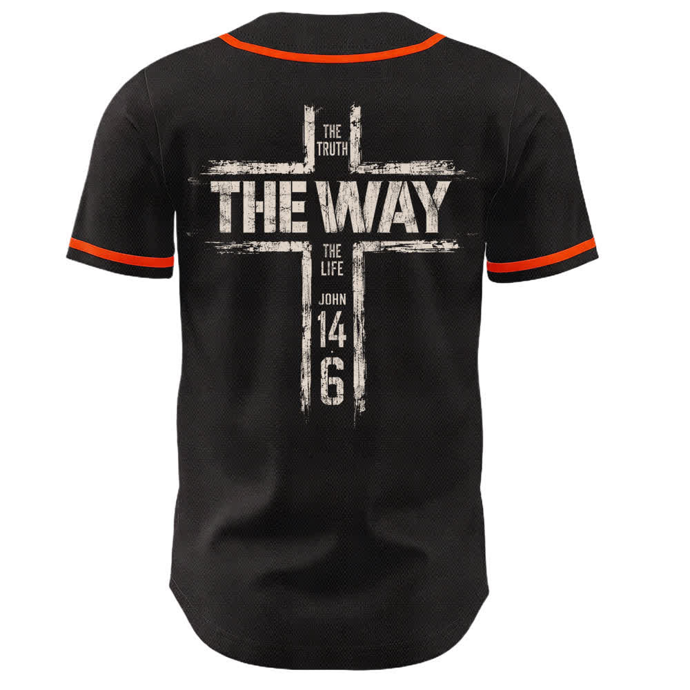 Christianartworkshop Jesús El Camino Estampado a pincel Camiseta de béisbol negra - image 22