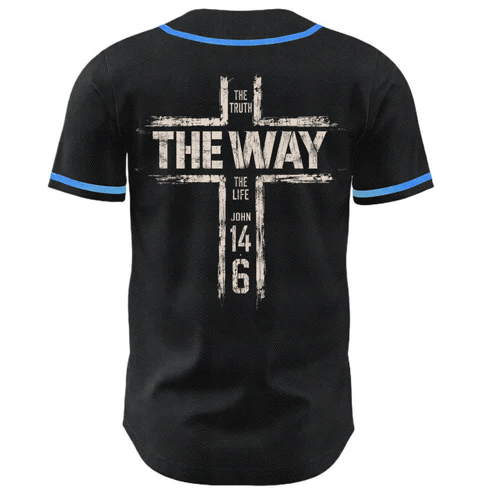 Christianartworkshop Jesús El Camino Estampado a pincel Camiseta de béisbol negra - image 36
