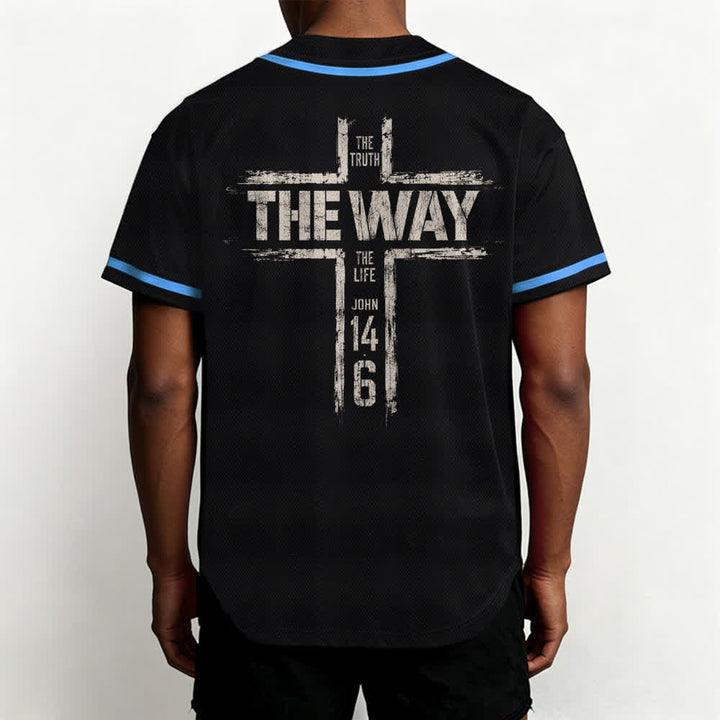 Christianartworkshop Jesús El Camino Estampado a pincel Camiseta de béisbol negra - image 40