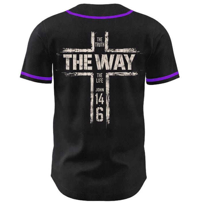 Christianartworkshop Jesús El Camino Estampado a pincel Camiseta de béisbol negra - image 50