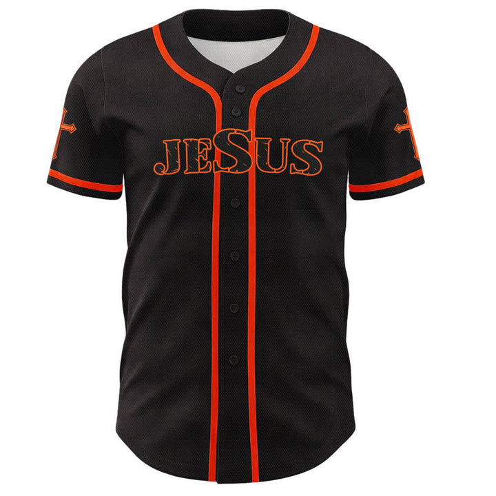 Christianartworkshop Jesús Dios verdadero Cruz Roja Camiseta de béisbol negra - image 9
