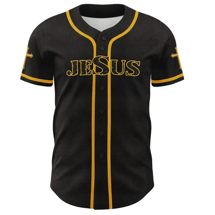 Christianartworkshop Jesús Dios verdadero Cruz Roja Camiseta de béisbol negra - image 23