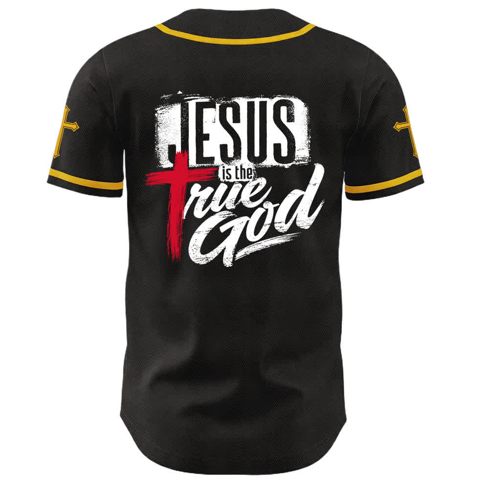 Christianartworkshop Jesús Dios verdadero Cruz Roja Camiseta de béisbol negra - image 22