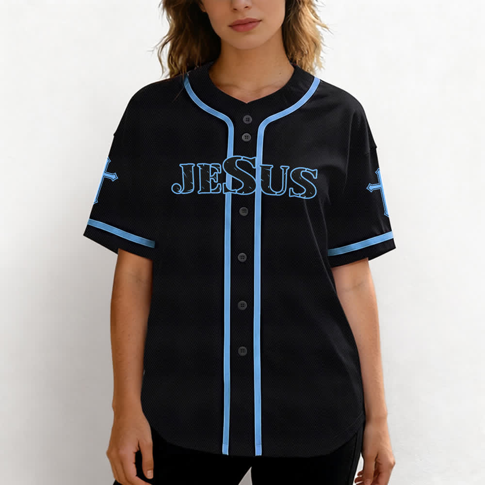 Christianartworkshop Jesús Dios verdadero Cruz Roja Camiseta de béisbol negra - image 32