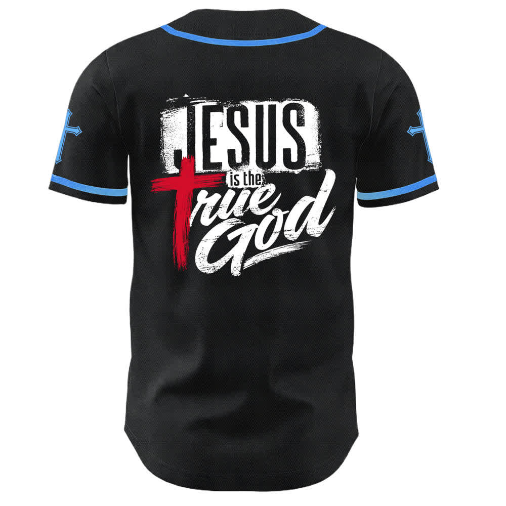 Christianartworkshop Jesús Dios verdadero Cruz Roja Camiseta de béisbol negra - image 29