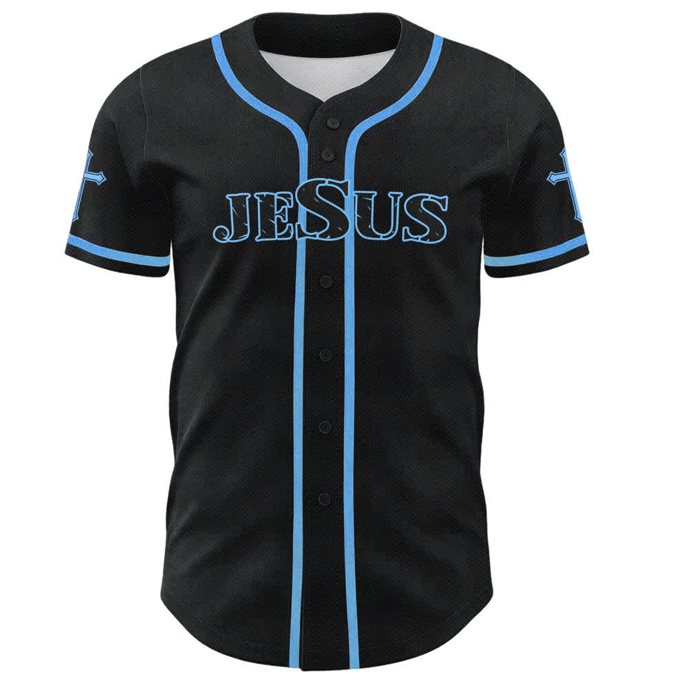 Christianartworkshop Jesús Dios verdadero Cruz Roja Camiseta de béisbol negra - image 30
