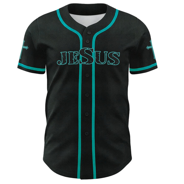 Christianartworkshop Jesús Dios verdadero Cruz Roja Camiseta de béisbol negra - image 37