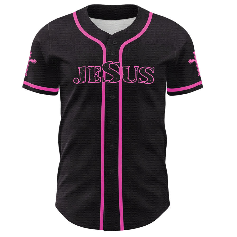 Christianartworkshop Jesús Dios verdadero Cruz Roja Camiseta de béisbol negra - image 44