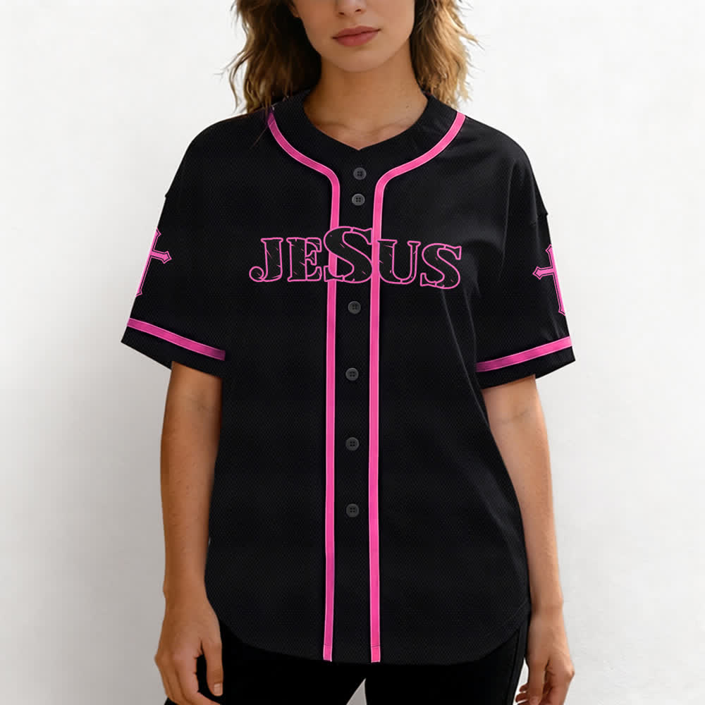 Christianartworkshop Jesús Dios verdadero Cruz Roja Camiseta de béisbol negra - image 46