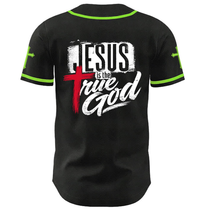 Christianartworkshop Jesús Dios verdadero Cruz Roja Camiseta de béisbol negra - image 50