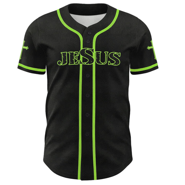 Christianartworkshop Jesús Dios verdadero Cruz Roja Camiseta de béisbol negra - image 51