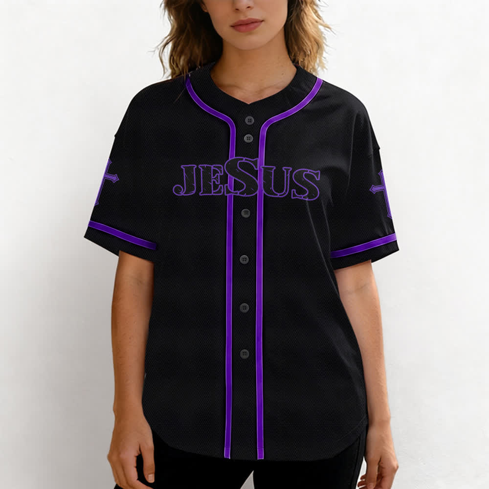 Christianartworkshop Jesús Dios verdadero Cruz Roja Camiseta de béisbol negra - image 60