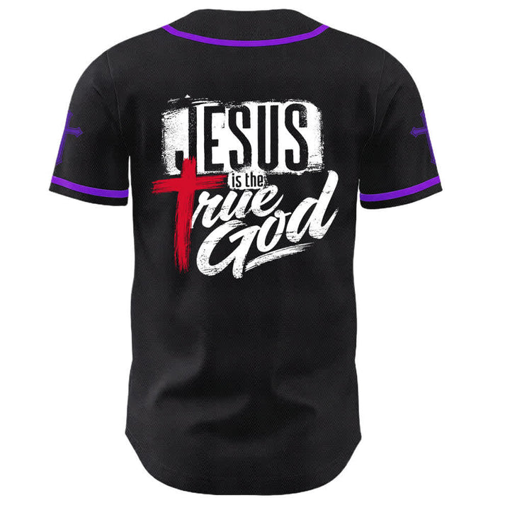 Christianartworkshop Jesús Dios verdadero Cruz Roja Camiseta de béisbol negra - image 57