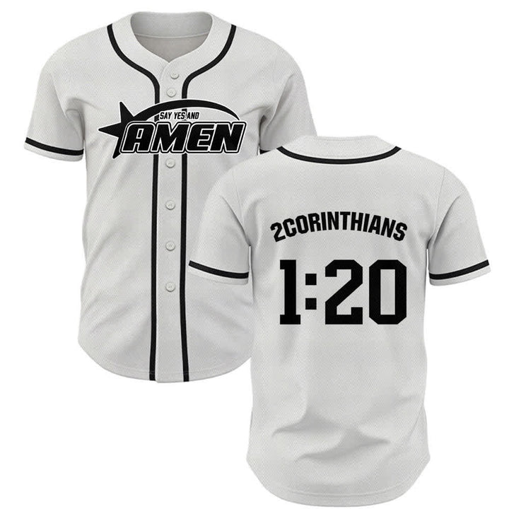 Camiseta de béisbol del equipo Amen en blanco y negro de Christianartworkshop - Blanco - 5XL - image 0