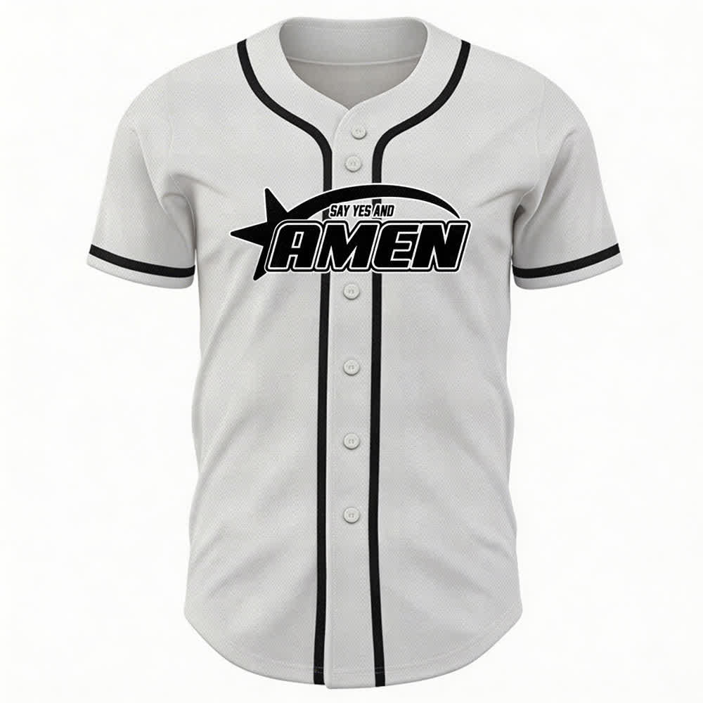 Camiseta de béisbol del equipo Amen en blanco y negro de Christianartworkshop - image 2