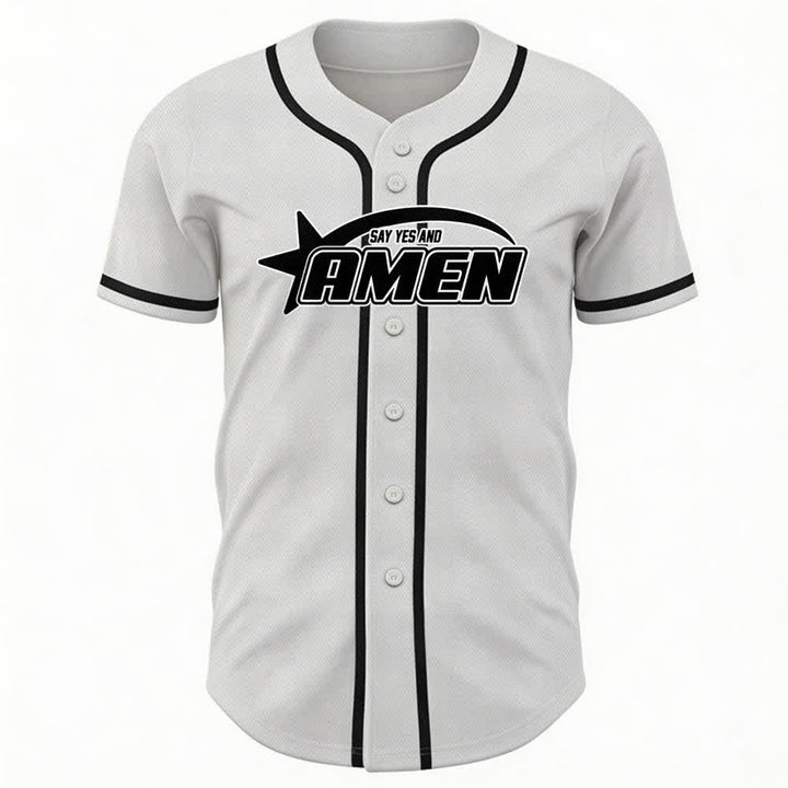 Camiseta de béisbol del equipo Amen en blanco y negro de Christianartworkshop - image 2
