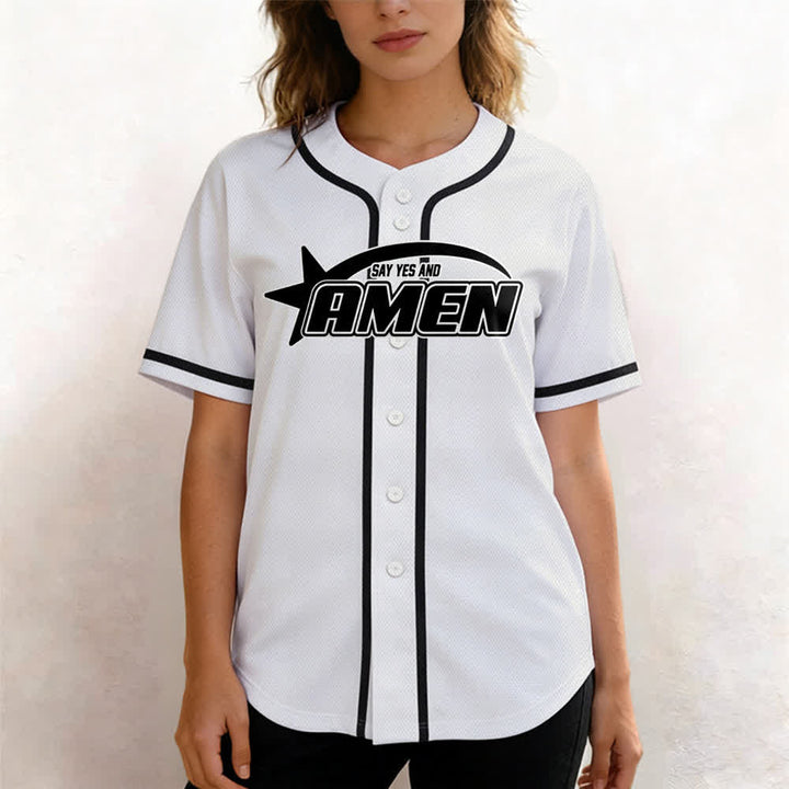 Camiseta de béisbol del equipo Amen en blanco y negro de Christianartworkshop - image 4