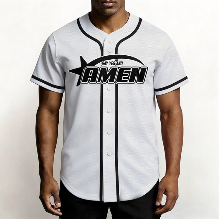 Camiseta de béisbol del equipo Amen en blanco y negro de Christianartworkshop - image 6
