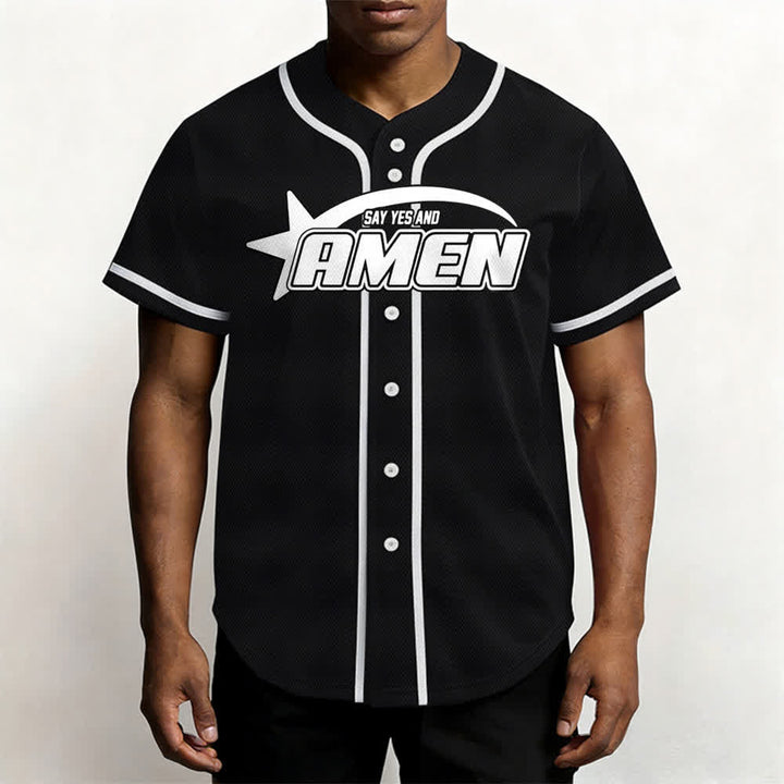 Camiseta de béisbol del equipo Amen en blanco y negro de Christianartworkshop - image 13