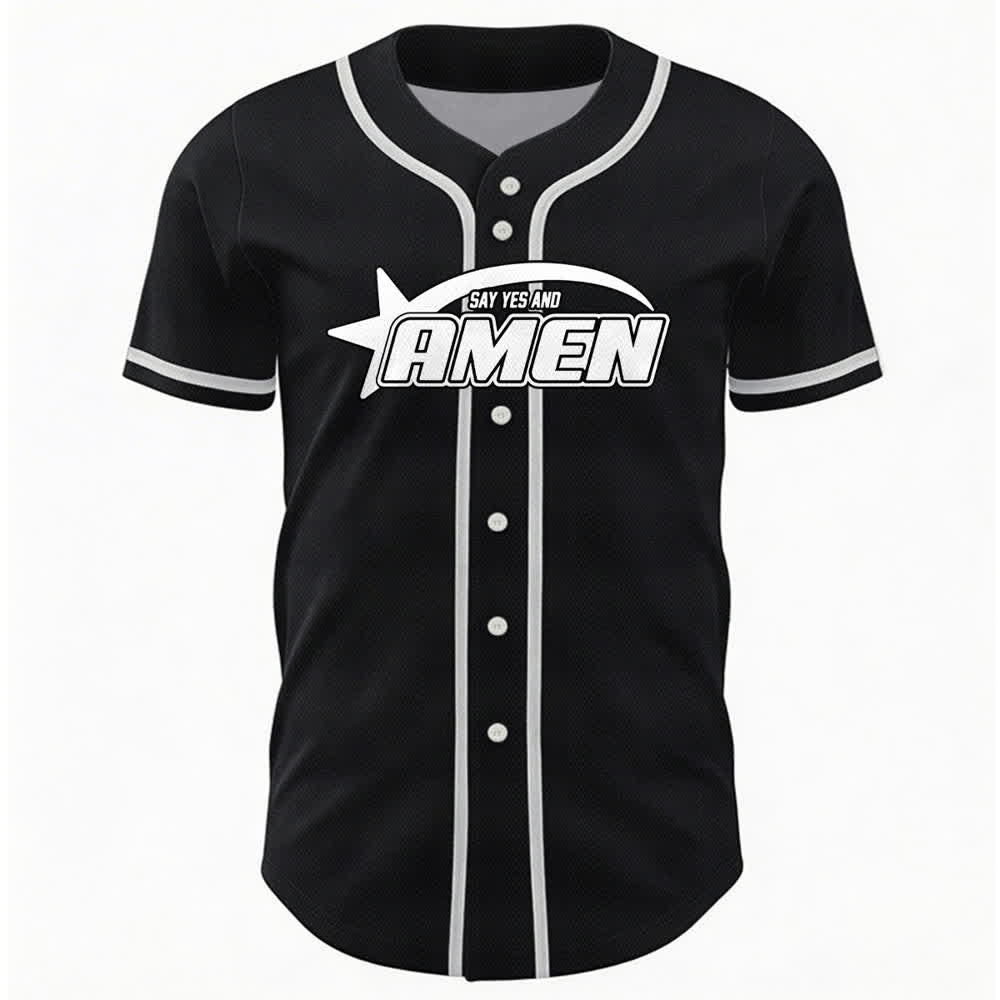 Camiseta de béisbol del equipo Amen en blanco y negro de Christianartworkshop - image 9