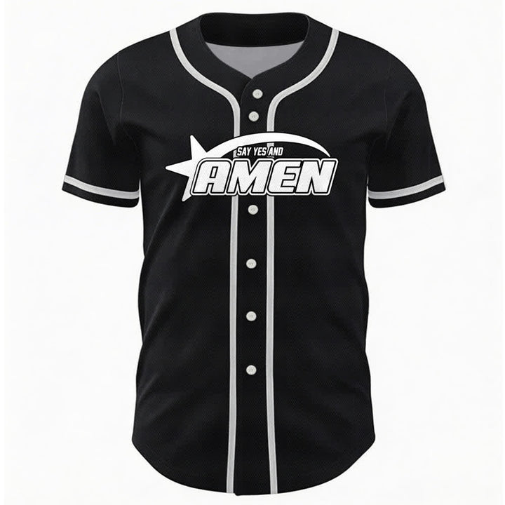 Camiseta de béisbol del equipo Amen en blanco y negro de Christianartworkshop - image 9