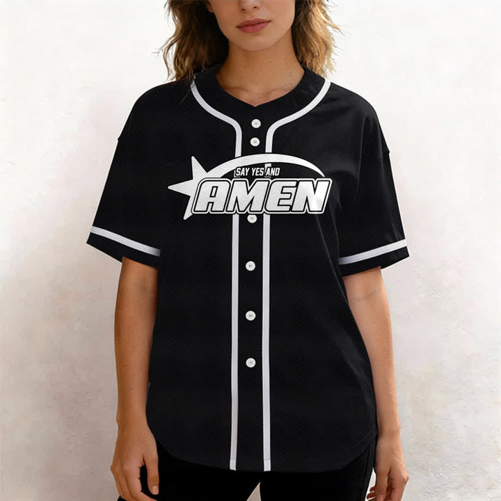 Camiseta de béisbol del equipo Amen en blanco y negro de Christianartworkshop - image 11