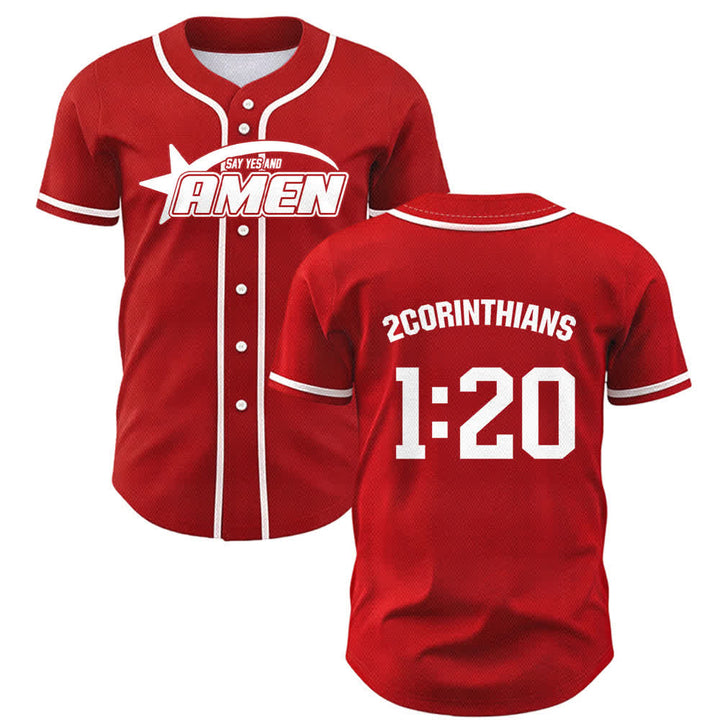 Camiseta de béisbol del equipo Amen en blanco y negro de Christianartworkshop - Rojo - 5XL - image 14