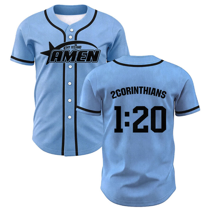 Camiseta de béisbol del equipo Amen en blanco y negro de Christianartworkshop - Azul - 5XL - image 28