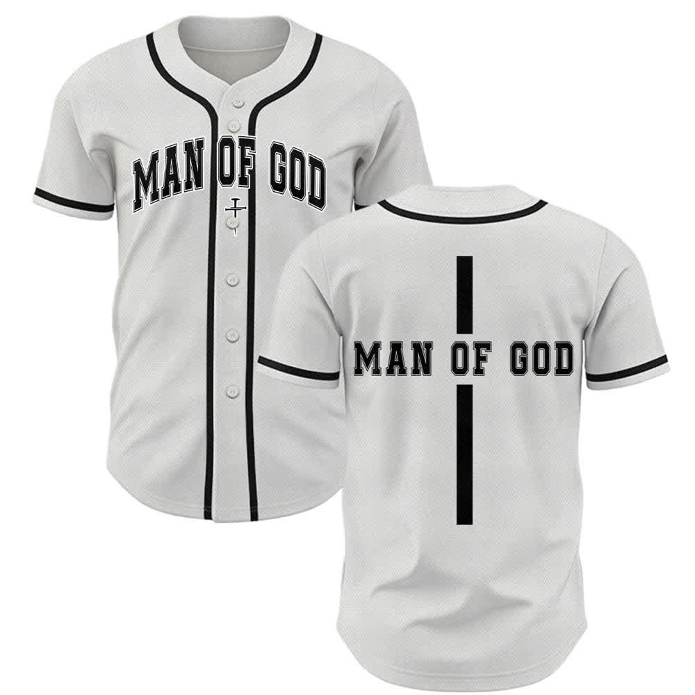 Christianartworkshop Camiseta de béisbol universitaria de malla con botones "Hombre de Dios" - Blanco - 5XL - image 0