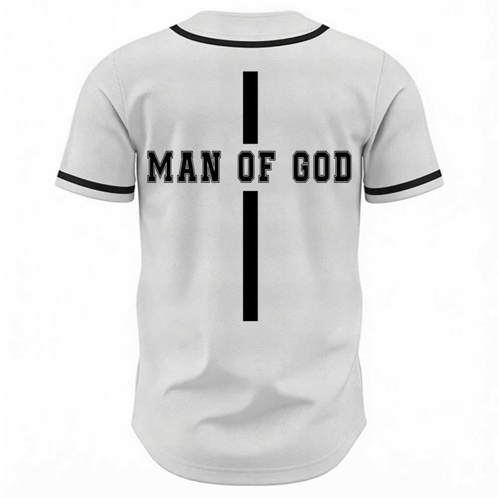 Christianartworkshop Camiseta de béisbol universitaria de malla con botones "Hombre de Dios" - image 1