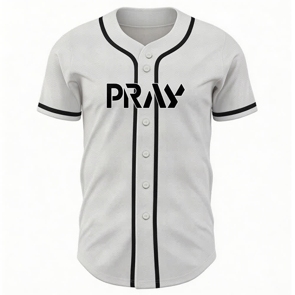Camiseta de béisbol con mensaje "Pray Tap My Shoulder" de Christianartworkshop - image 2