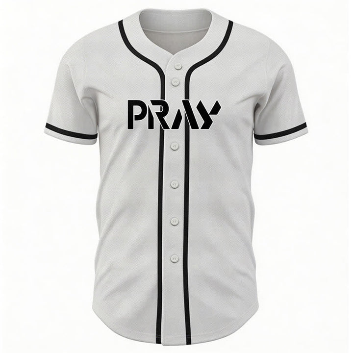Camiseta de béisbol con mensaje "Pray Tap My Shoulder" de Christianartworkshop - image 2
