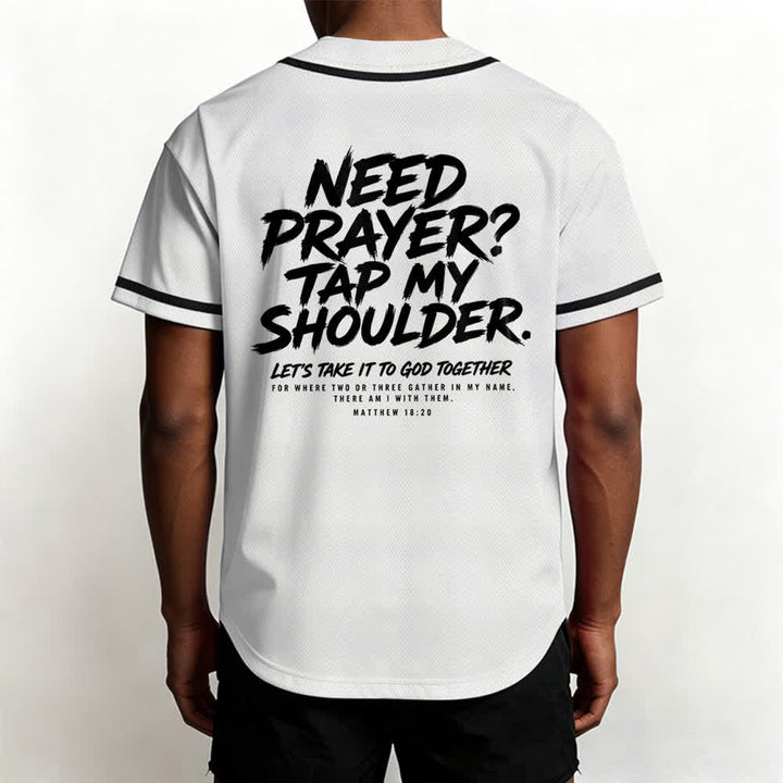 Camiseta de béisbol con mensaje "Pray Tap My Shoulder" de Christianartworkshop - image 5