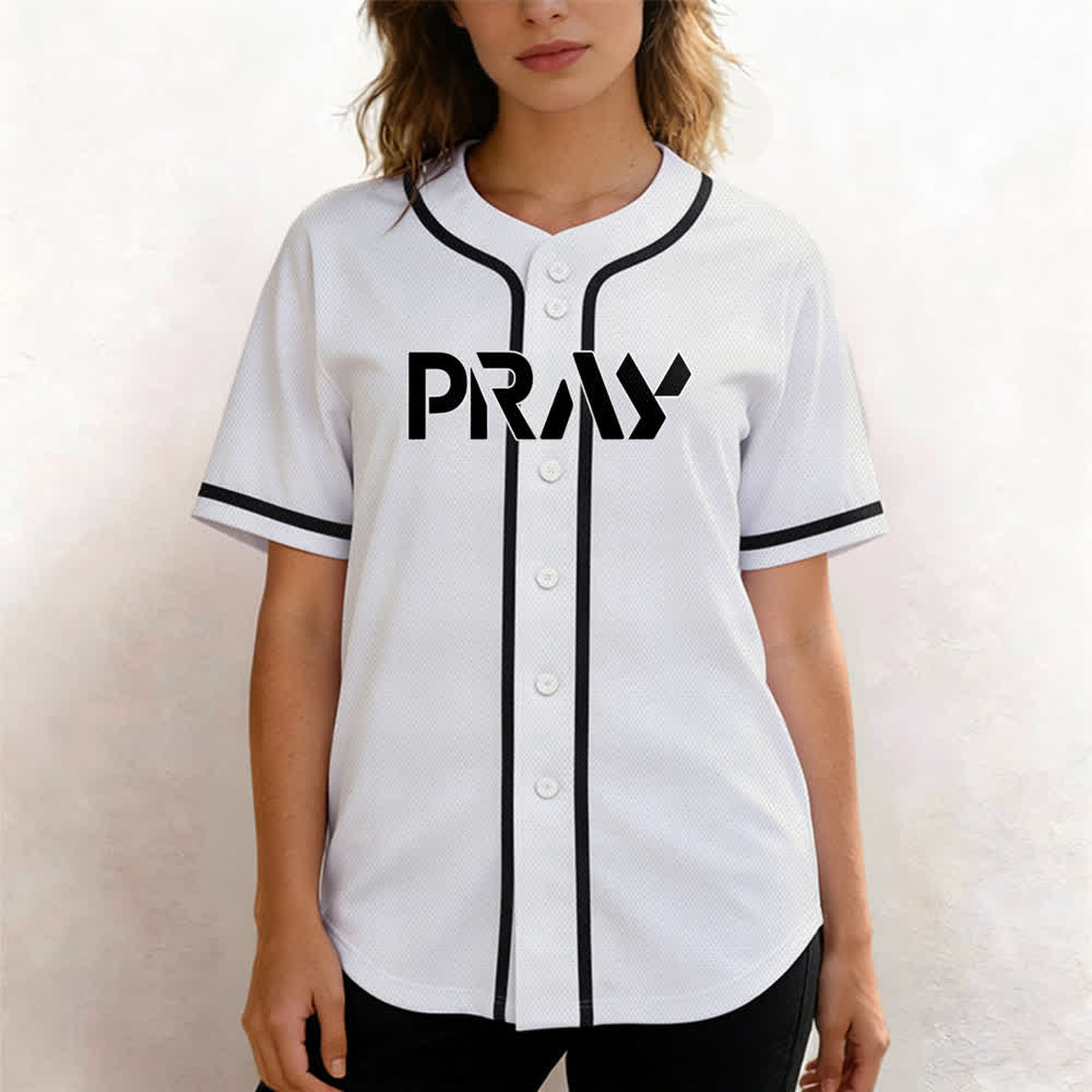 Camiseta de béisbol con mensaje "Pray Tap My Shoulder" de Christianartworkshop - image 4